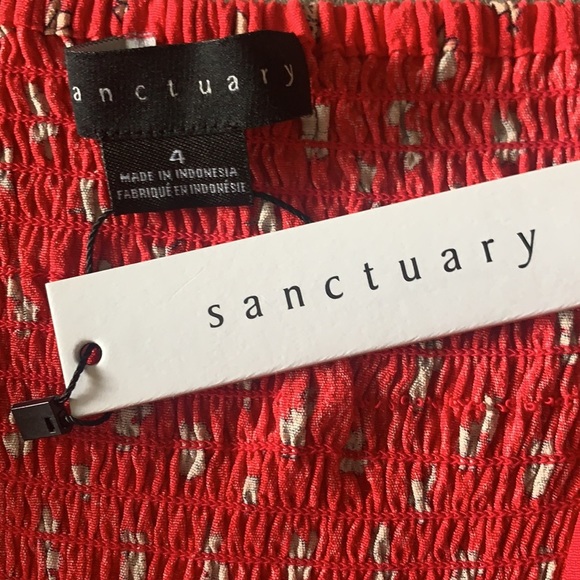 Sanctuary Cilia Red Square Neck Floral Print Dress Size 4 - Picture 7 of 8